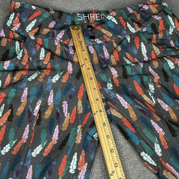 Shredly Shorts Womens 4 Gray Feather Print Mountain Bike Cycling Trail Pockets - Picture 9 of 12